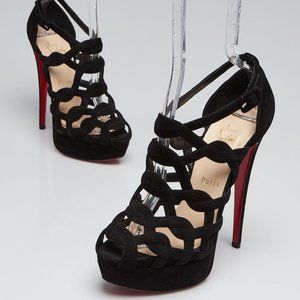 CHRISTIAN LOUBOUTIN Black Suede Platform Shoes s 9